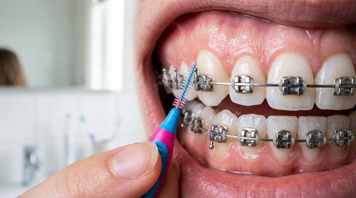 Cómo limpiar correctamente tus brackets: Cepillos interdentales y seda dental